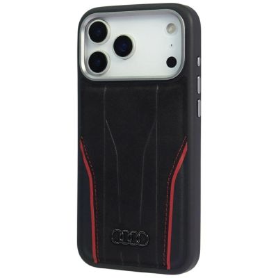 3. Audi R8 Echtleder MagSafe Hülle für iPhone 17 Pro Max - Schwarz und Rot
