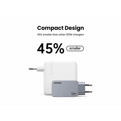 3. Ugreen Nexode Pro EU 3-Port GaN PD Schnellladegerät mit USB-C-Kabel, Universal, Schwarz/Grau, internes Schnellladen