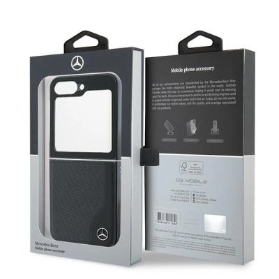 8. Mercedes MagSafe-Hülle aus Leder und Holzimitat für Samsung Galaxy Z Flip 6 – Schwarz