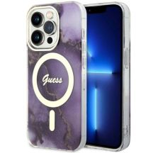 Guess GUHMP14LHTMRSU iPhone 14 Pro 6.1" lila/lila Hardcase Golden Marble MagSafe