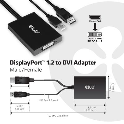 3. CLUB3D cac-1010 DisplayPort/USB DVI-I Dual-Link Schwarz, Weiß