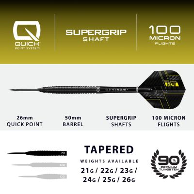 4. Harrows NX-90 Black Edition QP Darts, 90 % Stahlspitze