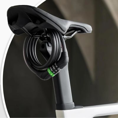 2. Rockbros 87632 Fahrradschloss mit Zahlencode, Stahlkabel, 115 cm – schwarz