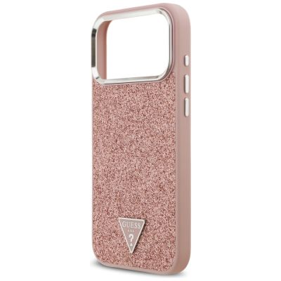 6. Guess Glitzer-Dreieck-Logo MagSafe Hülle für iPhone 17 Pro Max - Pink