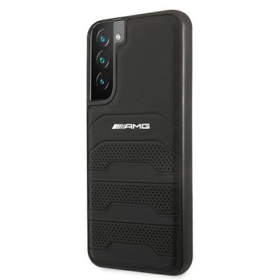 2. AMG Lederhülle mit geprägten Linien für Samsung Galaxy S22+ – Schwarz