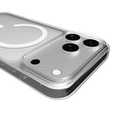 5. Puro Lite Mag TPU+PC Hülle kompatibel mit MagSafe für iPhone 17 Pro - Transparent mit weißem Ring