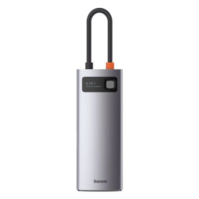 8. HUB Baseus Metal Gleam 6in1 USB-C - USB-C PD 100W 1x HDMI 4K 30Hz 3x USB-A 3.2 1x RJ45 - grau