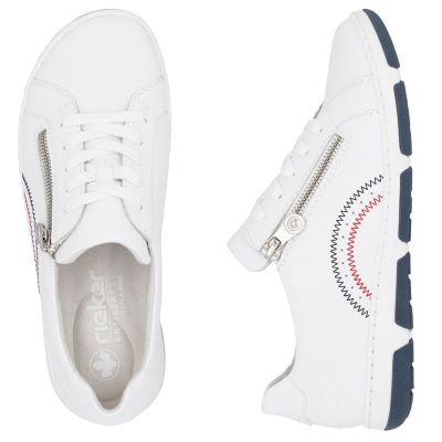 4. Damen-Ankle-Boots aus Leder mit Reißverschluss, weiß, Rieker 42424-80