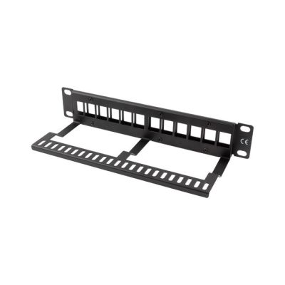 5. LANBERG Patchpanel, leer, 12 Ports, 1 HE, 10 Zoll, mit Organizer für Keystone-Module, schwarz, PPKS-9112-B