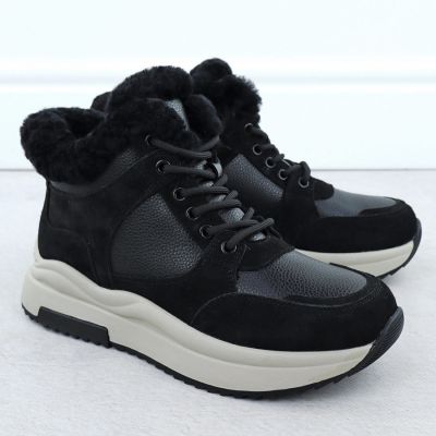 8. Schwarze Damen-Ankle-Boots aus Leder mit Plateausohle, Filippo DBT7240