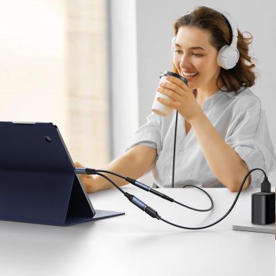 10. Joyroom SY-C02 2in1 DAC-Adapter USB-C auf USB-C / 3,5-mm-Miniklinke – Schwarz