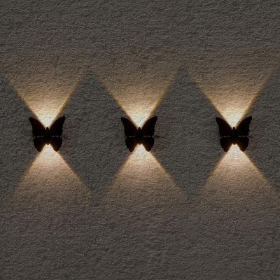 3. Solar-Wandleuchte Schmetterling 2 LED