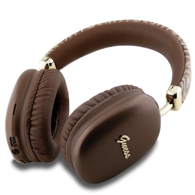 2. Guess GCube Metallic Script Logo Bluetooth On-Ear-Kopfhörer – Braun