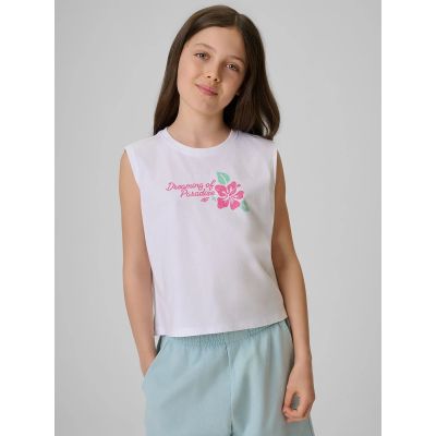 Ärmelloses Mädchen-T-Shirt mit Aufdruck 4F 4FJRSS26TSLEF328-11S
