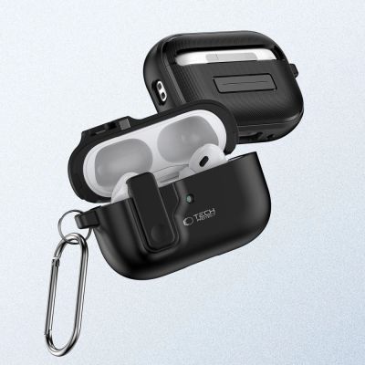 3. Tech-Protect Slim Hook Case mit Karabiner für Apple AirPods Pro 1/2 – Schwarz