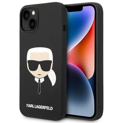 Karl Lagerfeld Silikon Karl's Head MagSafe Hülle für iPhone 14 Plus – Schwarz