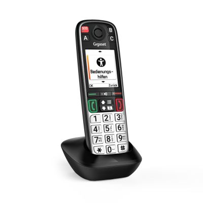 Gigaset EASY 500HX Analog/DECT-Telefon mit Anrufernamen und -ID, Schwarz/Silber