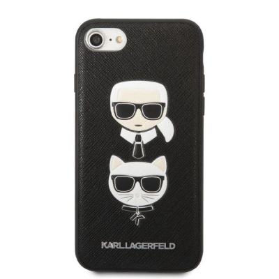 3. Karl Lagerfeld KLHCI8SAKICKCBK iPhone 7/8 / SE 2020 / SE 2022 schwarz/schwarz Hardcase Saffiano Karl&Choupette Head