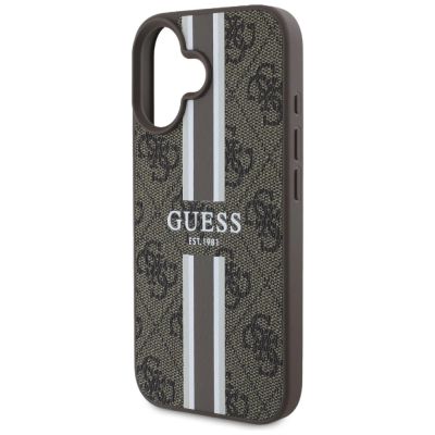 14. Guess 4G Printed Stripes MagSafe-Hülle für iPhone 16 – braun
