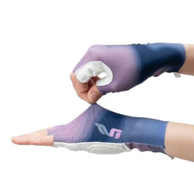 2. Rockbros S389 Damen-Radhandschuhe, kurz, stoßdämpfend, Größe L – Lila