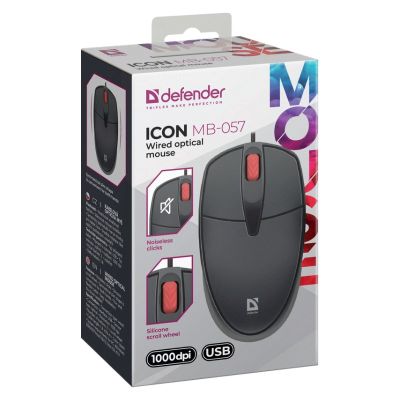 2. DEFENDER MAUS ICON MB-057 SCHWARZ OPTISCH 1000dpi 3P