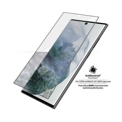 5. PanzerGlass E2E Microfracture antibakterielles Glas für Samsung Galaxy S22 Ultra – mit schwarzem Rahmen