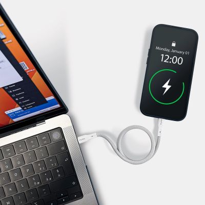 5. Puro Magnetic USB-C – USB-C-Kabel 60 W USB 3.2 (20 Gbit/s) 1 m magnetisch – Weiß