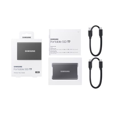 12. Externe SSD-Festplatte Samsung T7 (1 TB; USB 3.2; Grau; MU-PC1T0T/WW)