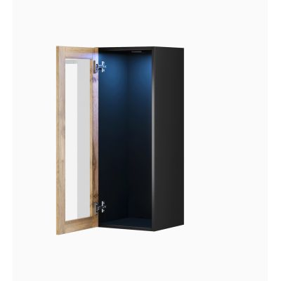 2. VIGO '90' Vitrine, Glas 90/35/32, schwarz/wotan Eiche