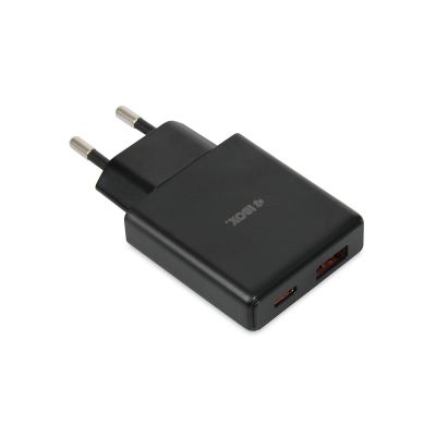 IBOX Universal-Ladegerät C-43 GAN PD30W Slim USB A+C Schwarz