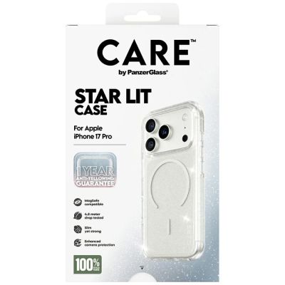 5. CARE by PanzerGlass Flagship Urban Explorer Case mit weißem MagSafe für iPhone 17 Pro – Klarer Glitzer