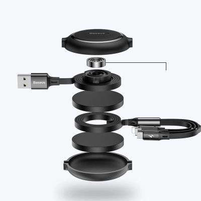 6. Baseus Golden Loop einziehbares 3in1 USB-Kabel - Micro-USB / Lightning / USB-C 3.5A 35cm - 120cm schwarz (CAMLT-JH01)