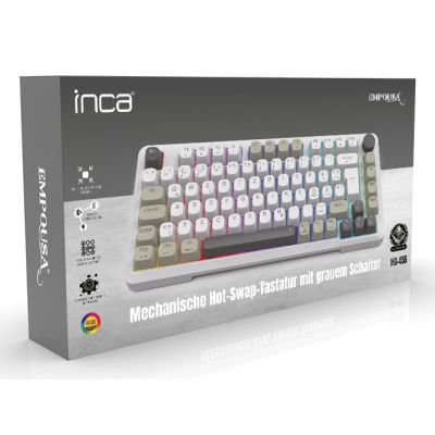 3. Inca IKG-455 Gaming-Tastatur USB + RF Wireless + Bluetooth QWERTY Deutsch Weiß