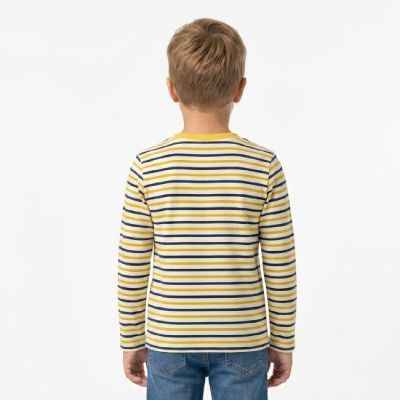4. Wood Wood Kim Langarmshirt mit cremeweißen/gelben Streifen - 10235409-2323-Stripes