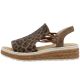 7. Beige Plateau-Sandalen mit Leopardenmuster für Damen, Rieker 62741-90