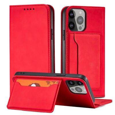 2. Magnetkartenhülle für iPhone 13 Pro Tasche Kartenetui Kartenhalter Rot