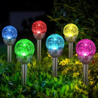16. Solarlampe Glaskugel 7,5 x 34 cm RGB