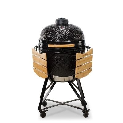 Kamado Bono Grande Keramikgrill, 58 cm (23 Zoll), Kamado-Grillwagen, Holzkohle (Brennstoff), Schwarz