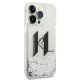 4. Karl Lagerfeld Liquid Glitter Big KL Hülle für iPhone 14 Pro - Silber