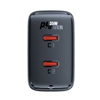 4. Schnellladegerät GaN 35W PD 2x USB C Acefast A49 - schwarz