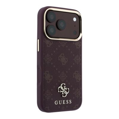 4. Guess Peony 4G MagSafe Hülle mit kleinem Logo für iPhone 17 Pro / 18 Pro – Burgunderrot