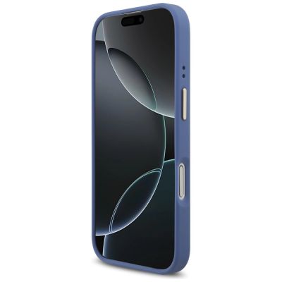 5. Guess 4G Strass Logo & Big Strap Metal Buttons MagSafe Case für iPhone 17 - Blau
