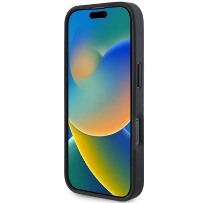 5. BMW Signature Lederhülle mit Crossing Lines Pattern für iPhone 16 Pro – Schwarz