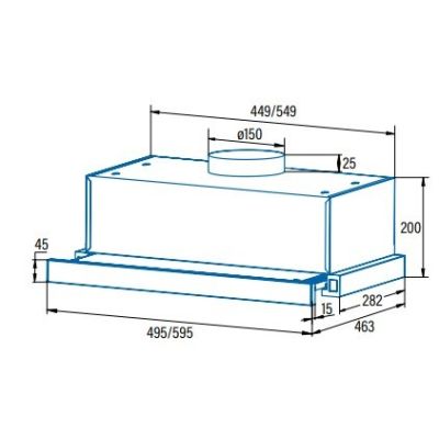 2. CATA TFB-5160 X Dunstabzugshaube, Energieeffizienzklasse C, Breite 59,5 cm, max. 297 m³/h, mechanische Steuerung, LED, Edelstahl CATA