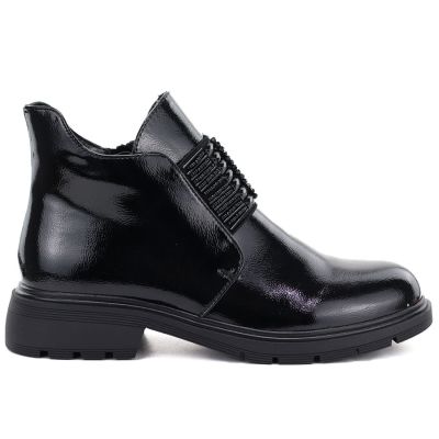 2. Schwarze Lackleder-Ankle-Boots für Damen, Modell M.Daszyński MR2501
