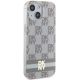 4. DKNY IML Checkered Mono Pattern & Printed Stripes MagSafe Hülle für iPhone 15 Plus / 14 Plus – Beige