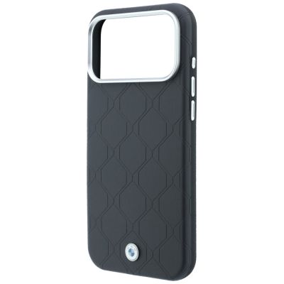 6. BMW MagSafe Hülle mit geprägtem, gestepptem Metalllogo für iPhone 18 Pro Max / 17 Pro Max – Dunkelgrau