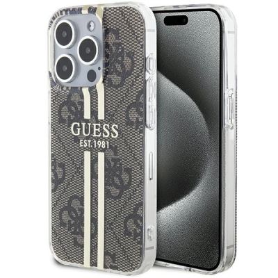 Guess IML 4G Gold Stripe Hülle für iPhone 15 Pro – braun
