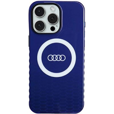 Audi IML Big Logo MagSafe Hülle für iPhone 15 Pro Max – blau