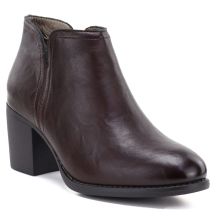Burgunderrote Lederstiefeletten mit Absatz M.Daszyński OL60-1